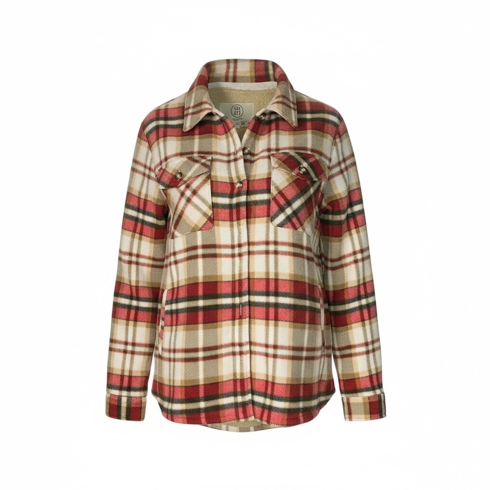Sage Red and Cream Flannel Jacket